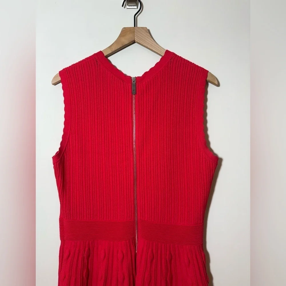 Ted Baker Kamylia Scalloped Knit Skater Dress Bright Red Sz 4